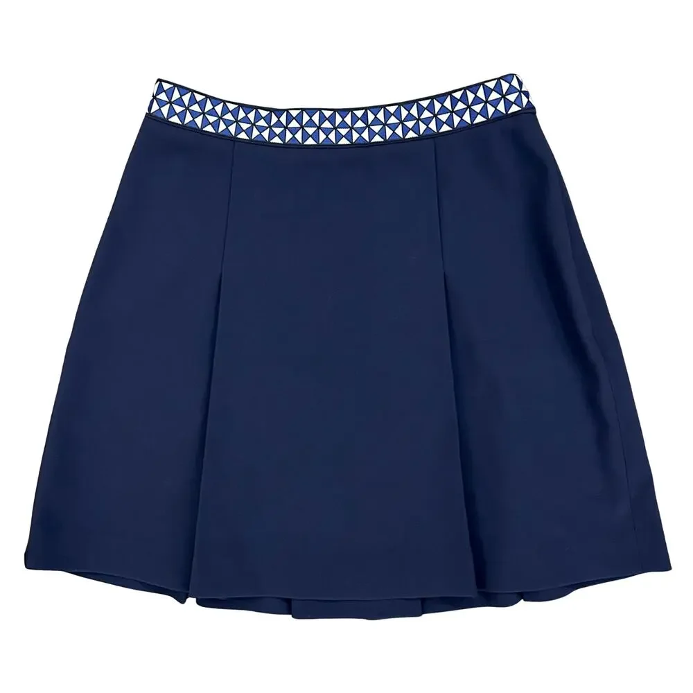 Tory Sport Tech Twill Tennis Skirt Navy Logo Tape Box Pleat Golf Mini Size 0 XS